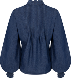 Emma Denim Solid Blouse - Blue
