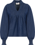 Emma Denim Solid Blouse - Blue