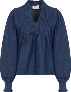 Emma Denim Solid Blouse - Blue