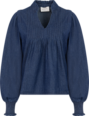 Emma Denim Solid Blouse - Blue