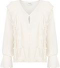 Hellvi Ruffle Chiffon Blouse - Creme