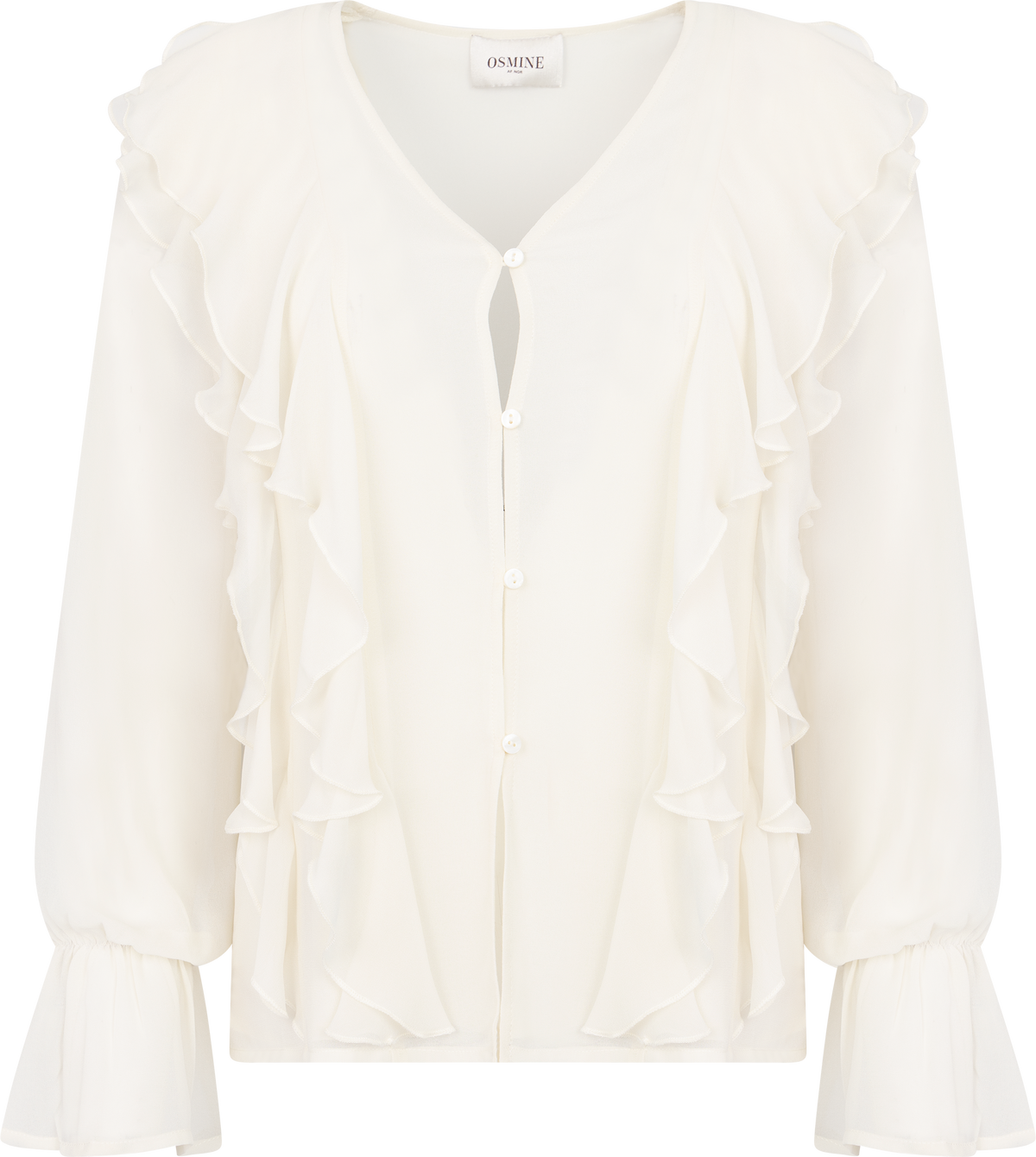 Hellvi Ruffle Chiffon Blouse - Creme