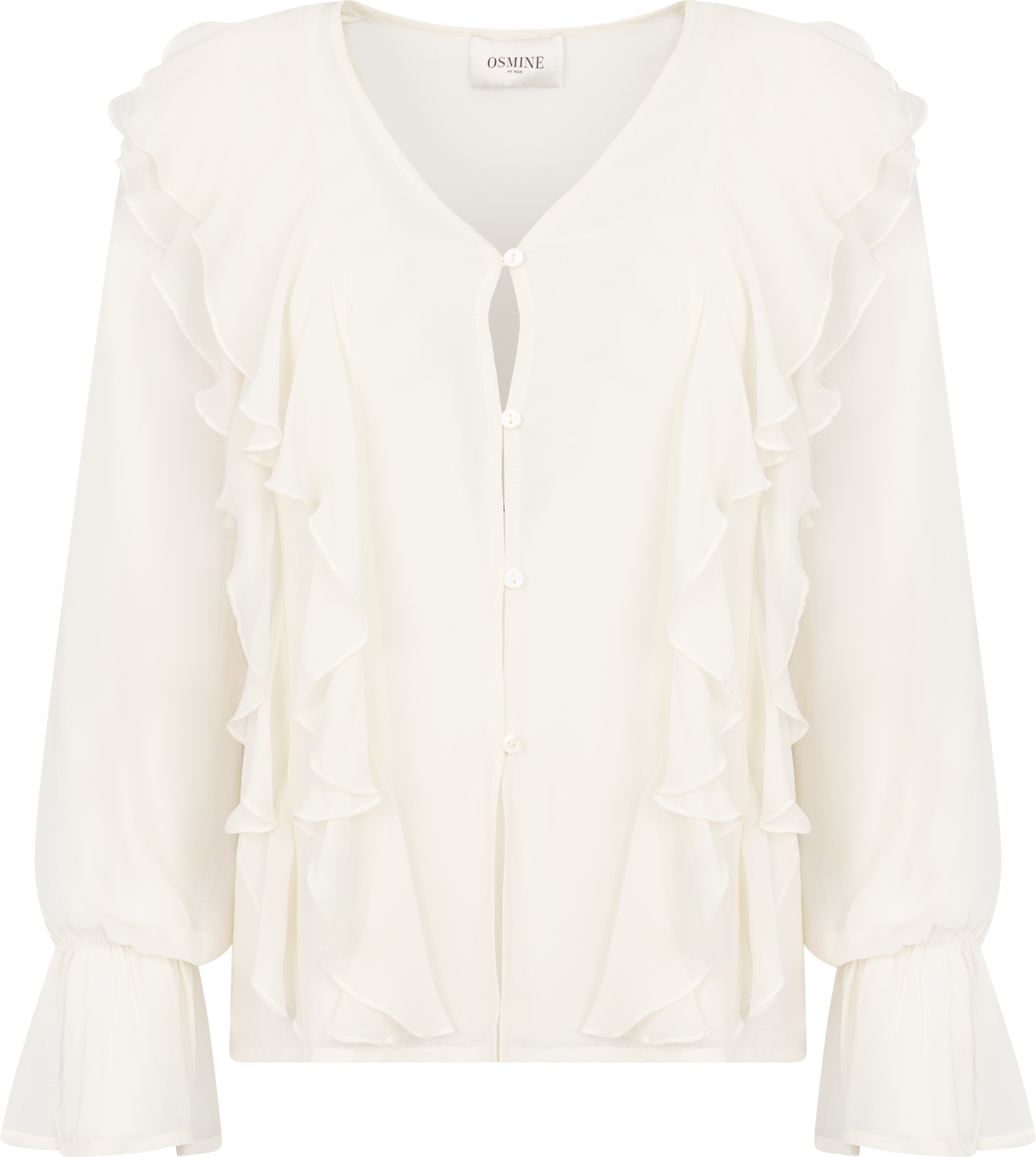 Hellvi Ruffle Chiffon Blouse - Creme