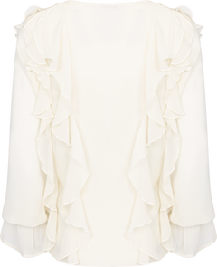 Hellvi Ruffle Chiffon Blouse - Creme