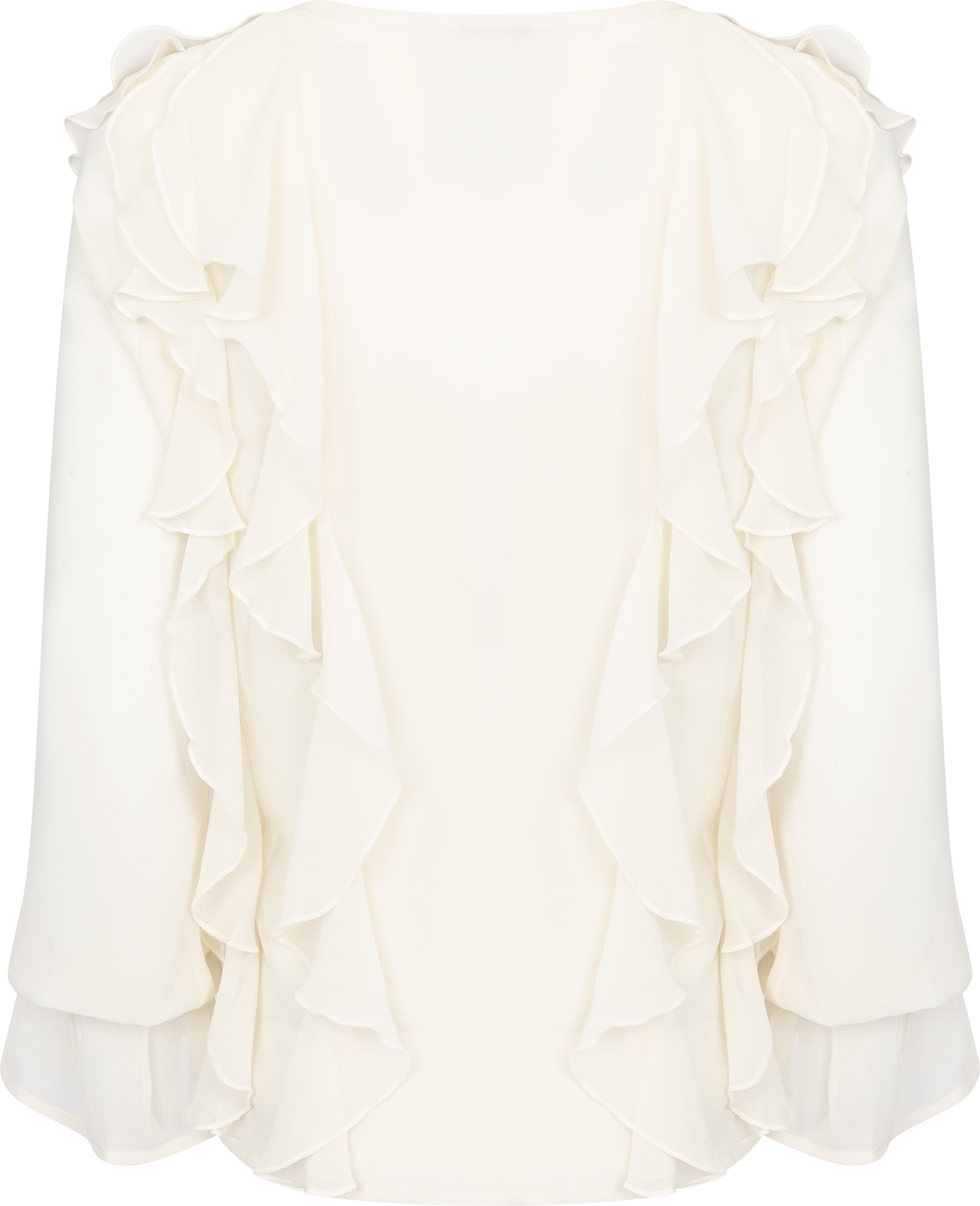 Hellvi Ruffle Chiffon Blouse - Creme