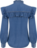 Ragna Denim Ruffle Blouse - Blue