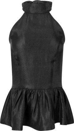 Betty Peplum Halter Neck Top - Black