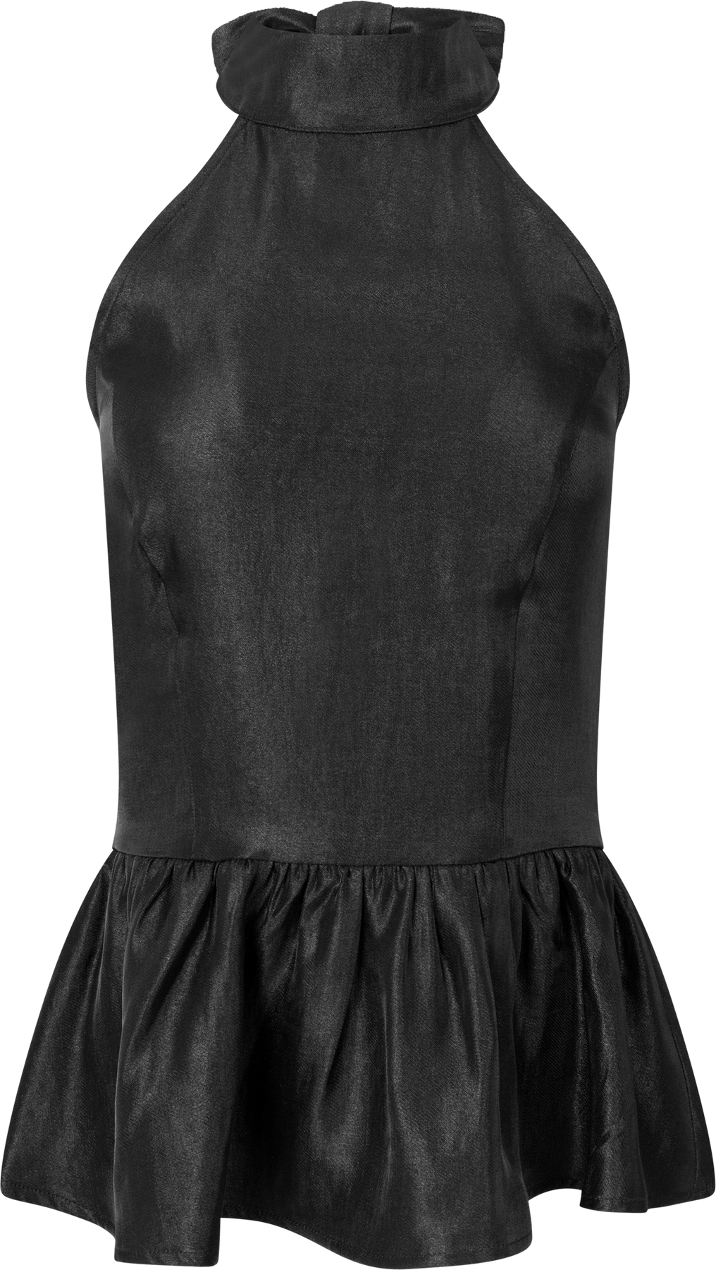 Betty Peplum Halter Neck Top - Black