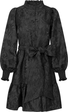 Saga Wide Brocade Dress - Black