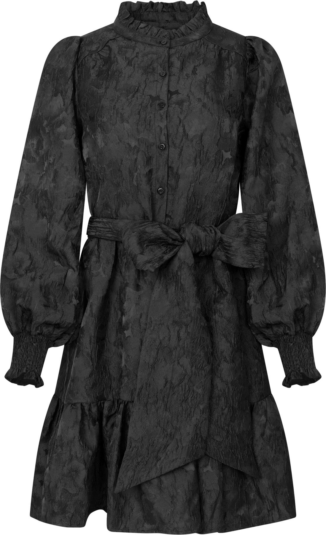 Saga Wide Brocade Dress - Black