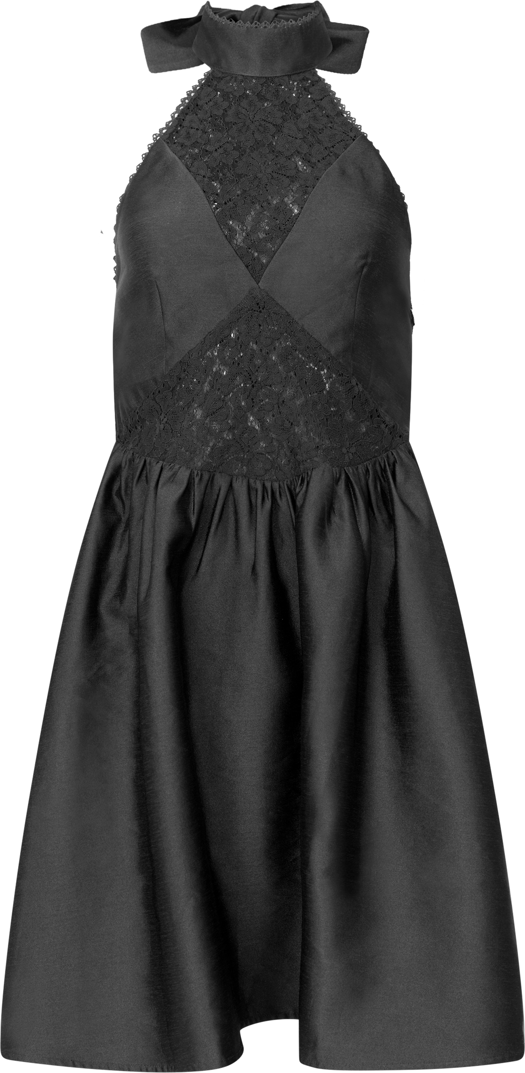 Swan Halter Mini Dress - Black