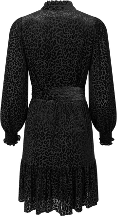 Saga Wide Velvet Leo Dress - Black Leopard