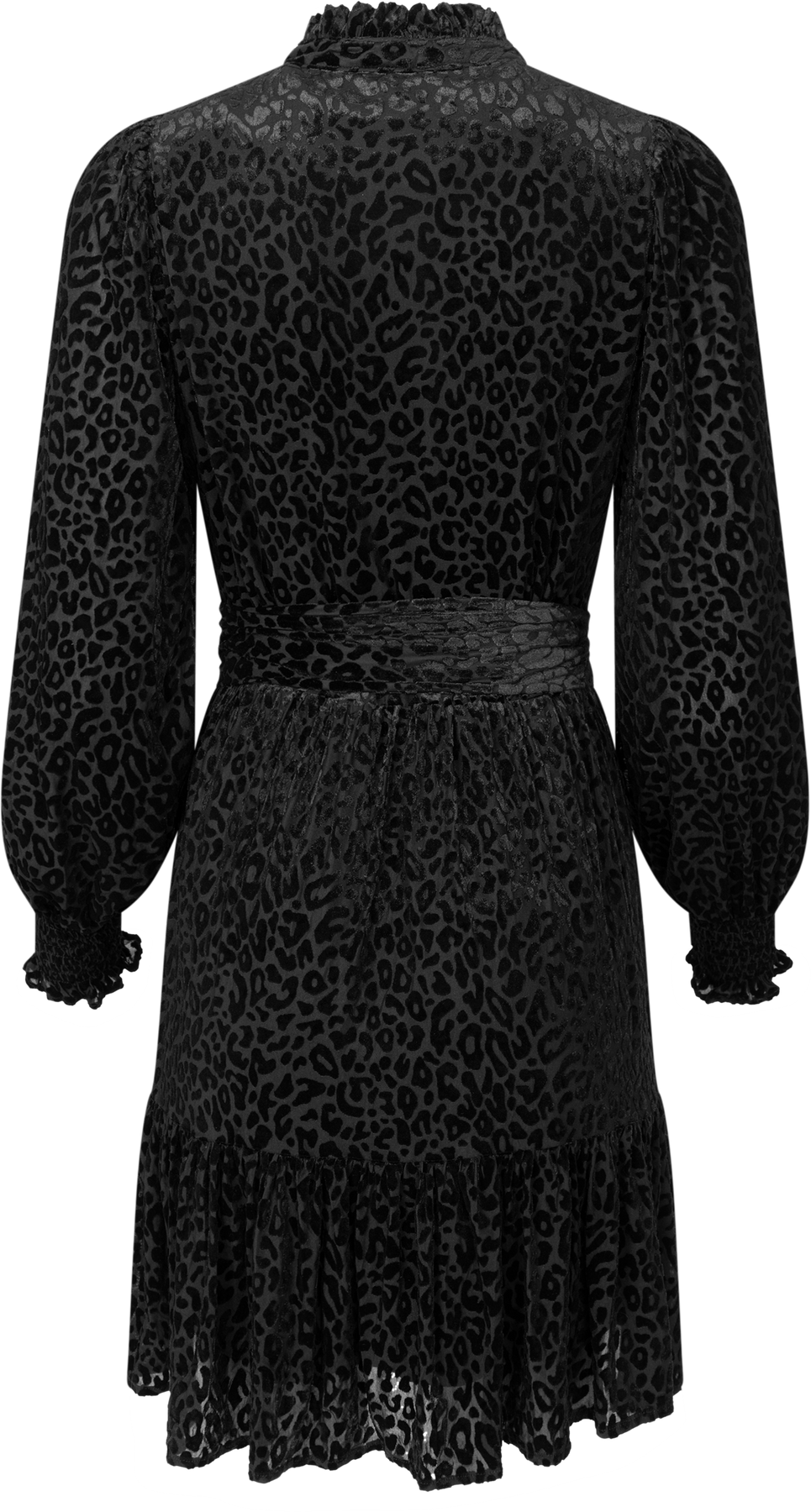 Saga Wide Velvet Leo Dress - Black Leopard