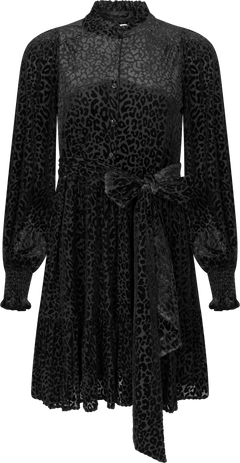 Saga Wide Velvet Leo Dress - Black Leopard