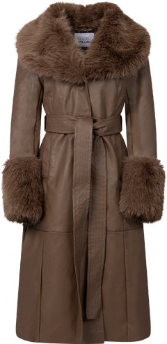 Renee Faux Leather Coat - Light Brown