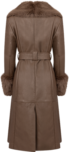 Renee Faux Leather Coat - Light Brown