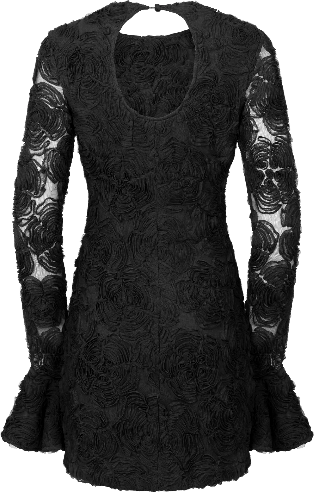 Flower Mesh Mini Dress - Black