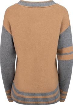 GANT Varsity V-Neck Cardigan - Whiskey Brown