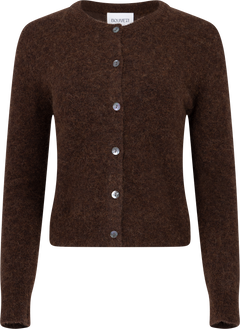 Mina Wool Cardigan - Dark Brown Melange