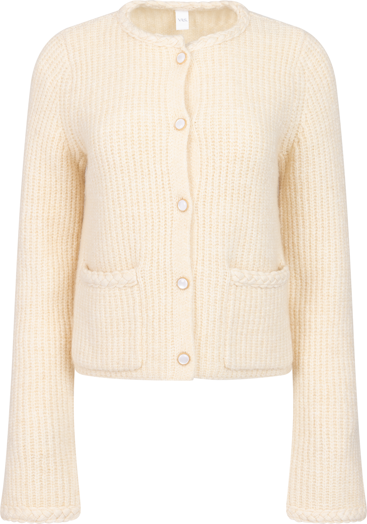 Yasemilie Ls Knit Cardigan - Sandshell Gold Buttons
