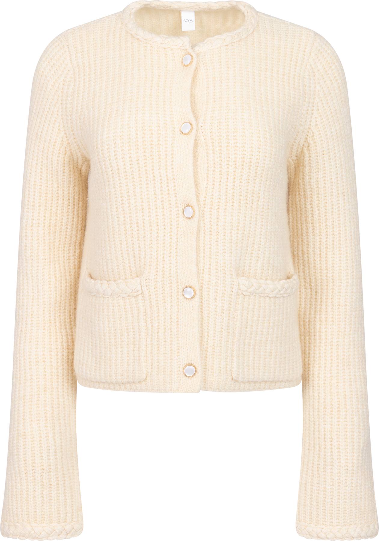 Yasemilie Ls Knit Cardigan - Sandshell Gold Buttons