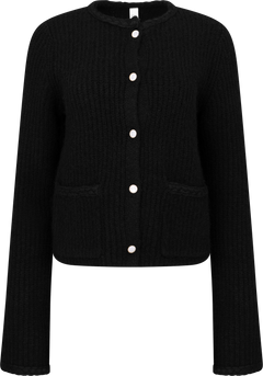 Yasemilie Ls Knit Cardigan - Black Gold Buttons