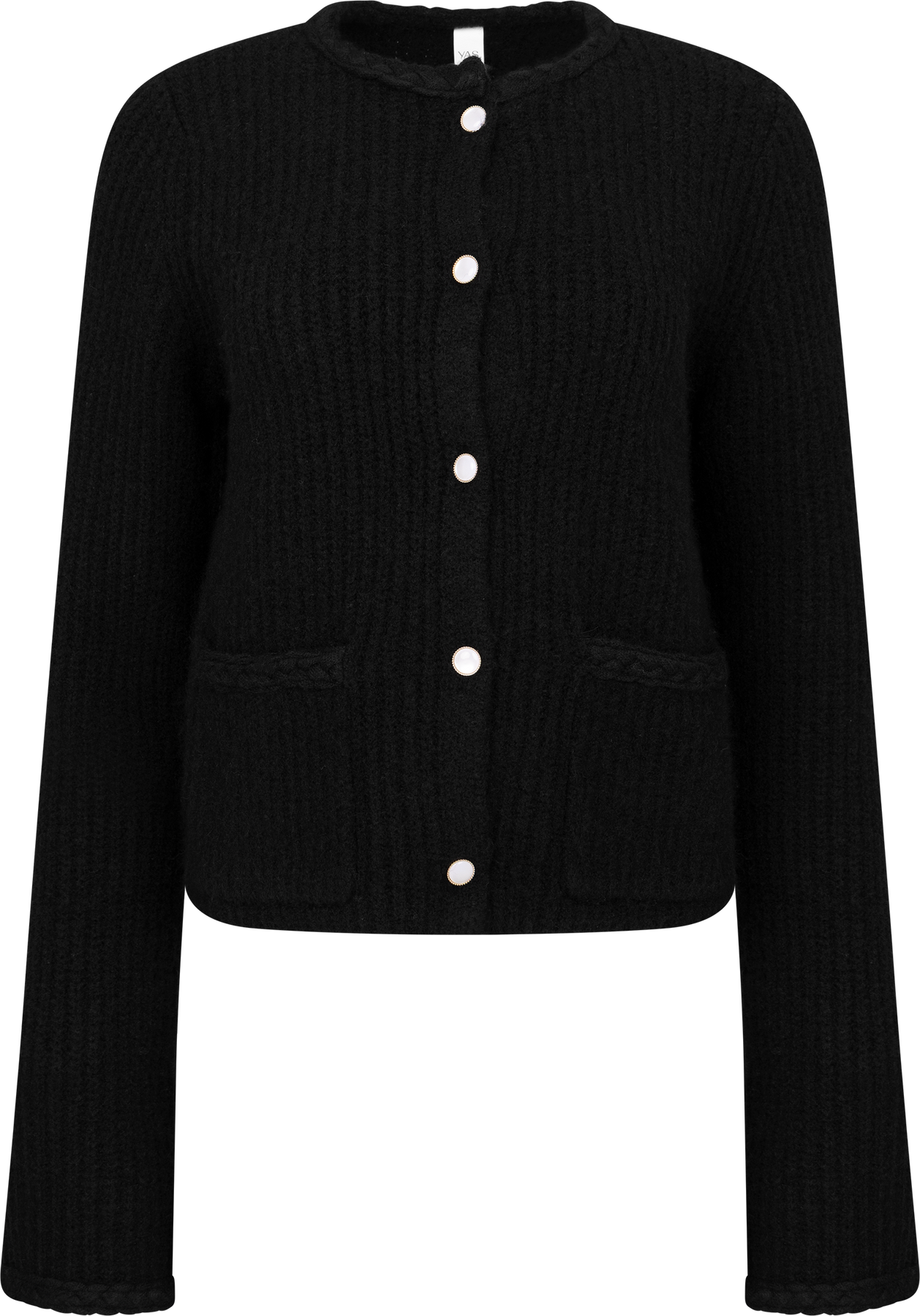Yasemilie Ls Knit Cardigan - Black Gold Buttons