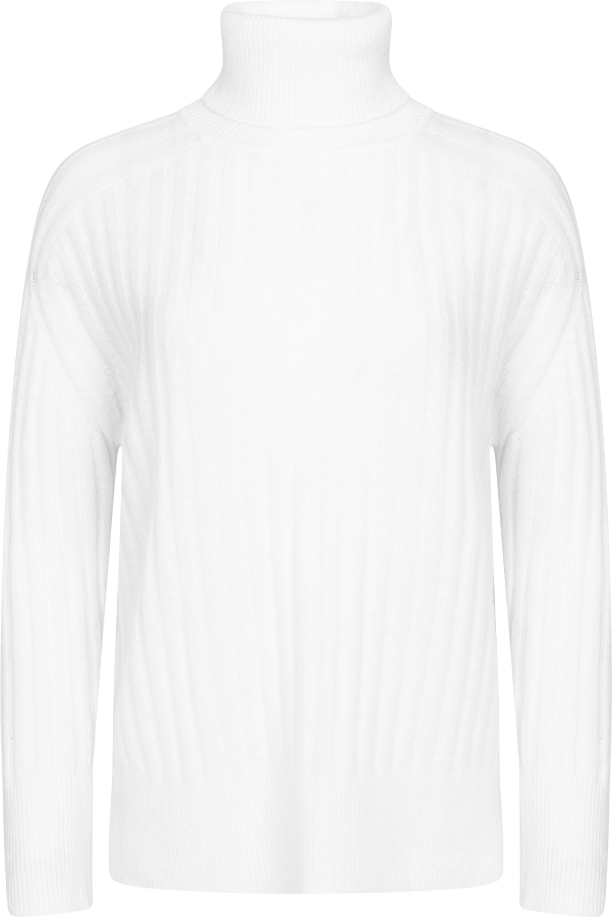 Wool Ribbed Turtleneck - Cream
