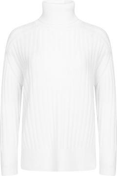 Wool Ribbed Turtleneck - Cream