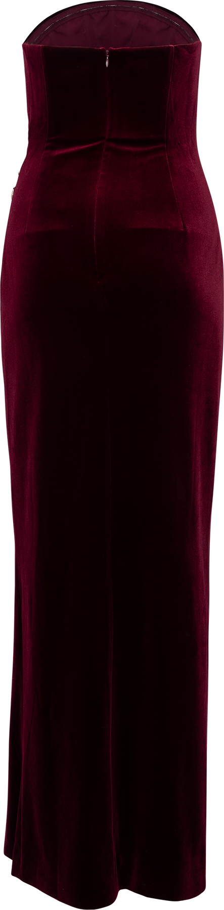Velvet Bandeau Maxi Dress - Burgundy