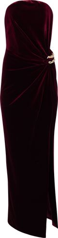 Velvet Bandeau Maxi Dress - Burgundy