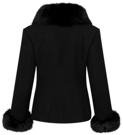 Tailored Boucle Fur Jacket - Black
