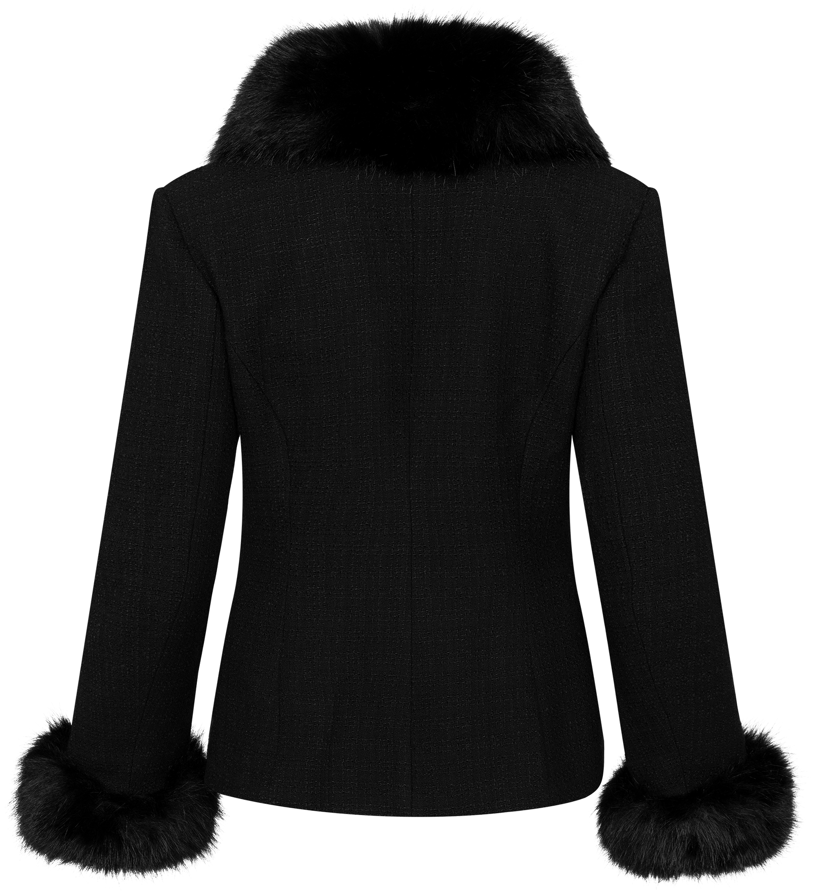 Tailored Boucle Fur Jacket - Black