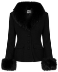 Tailored Boucle Fur Jacket - Black
