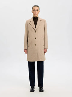 Sasja Wool Blend Coat - Sandshell Melange