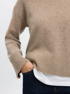 Cille Cashmere Blend Ls Knit O-Neck - Irish Cream