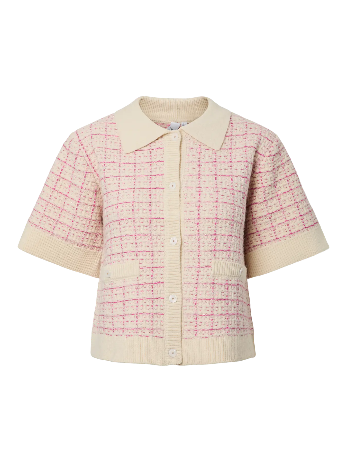 Yaslivia Ss Knit Cardigan - Birch Rose Violet/Ballerina