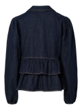 Yascelina Ls Denim Tie Top S. - Ex - Dark Blue Denim