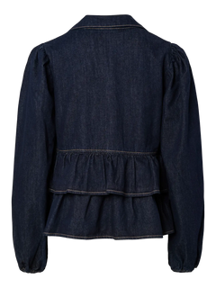 Yascelina Ls Denim Tie Top S. - Ex - Dark Blue Denim