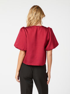 Aska Dull Satin Blouse - Wine