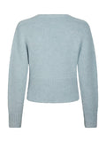Kilua Fluffy Wrap Knit Blouse - Light Blue