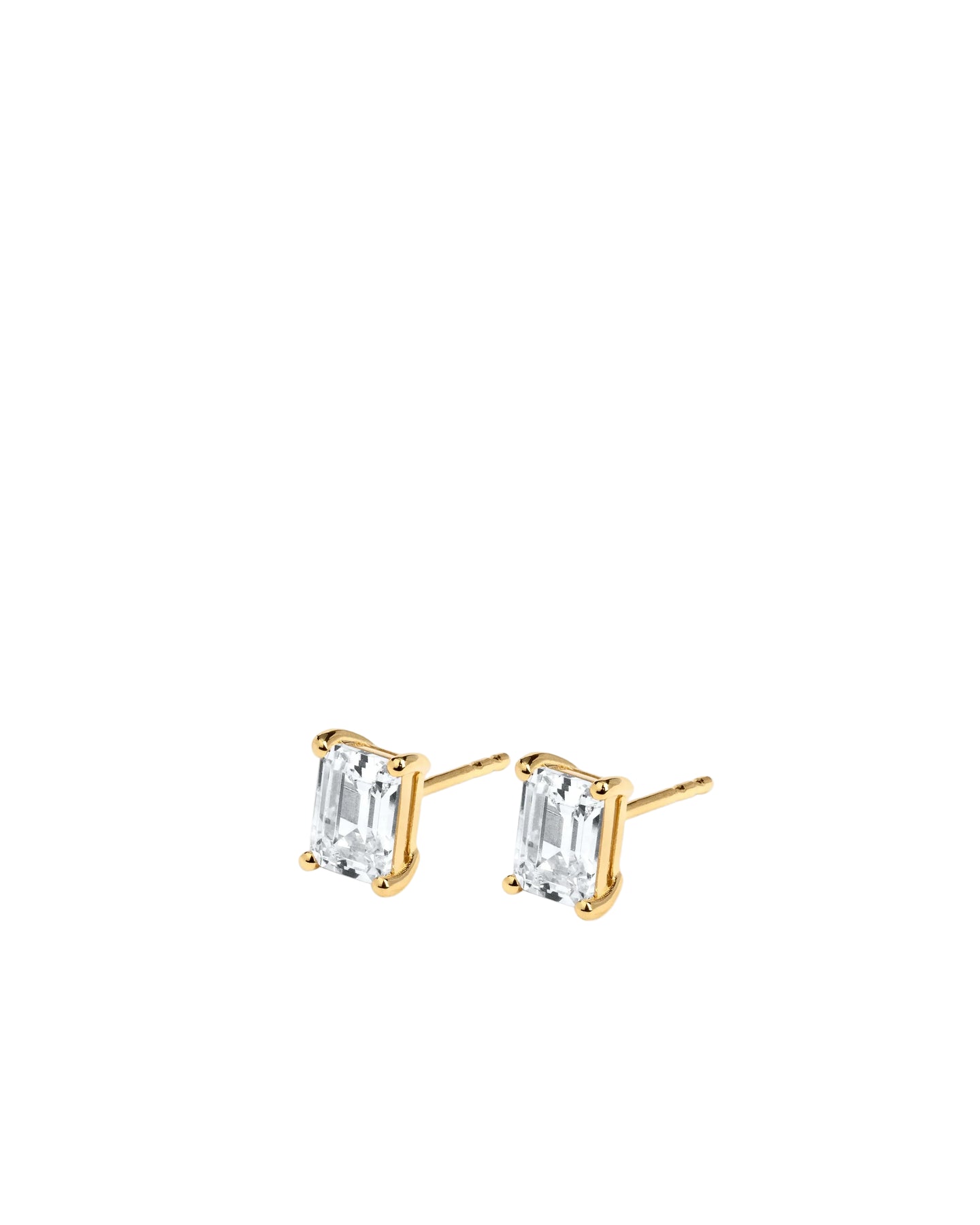Emerald Stud Earrings - Gold