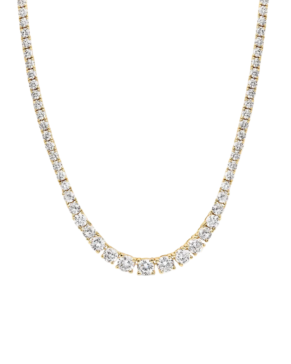 Dropped Tennis Necklace - Gold