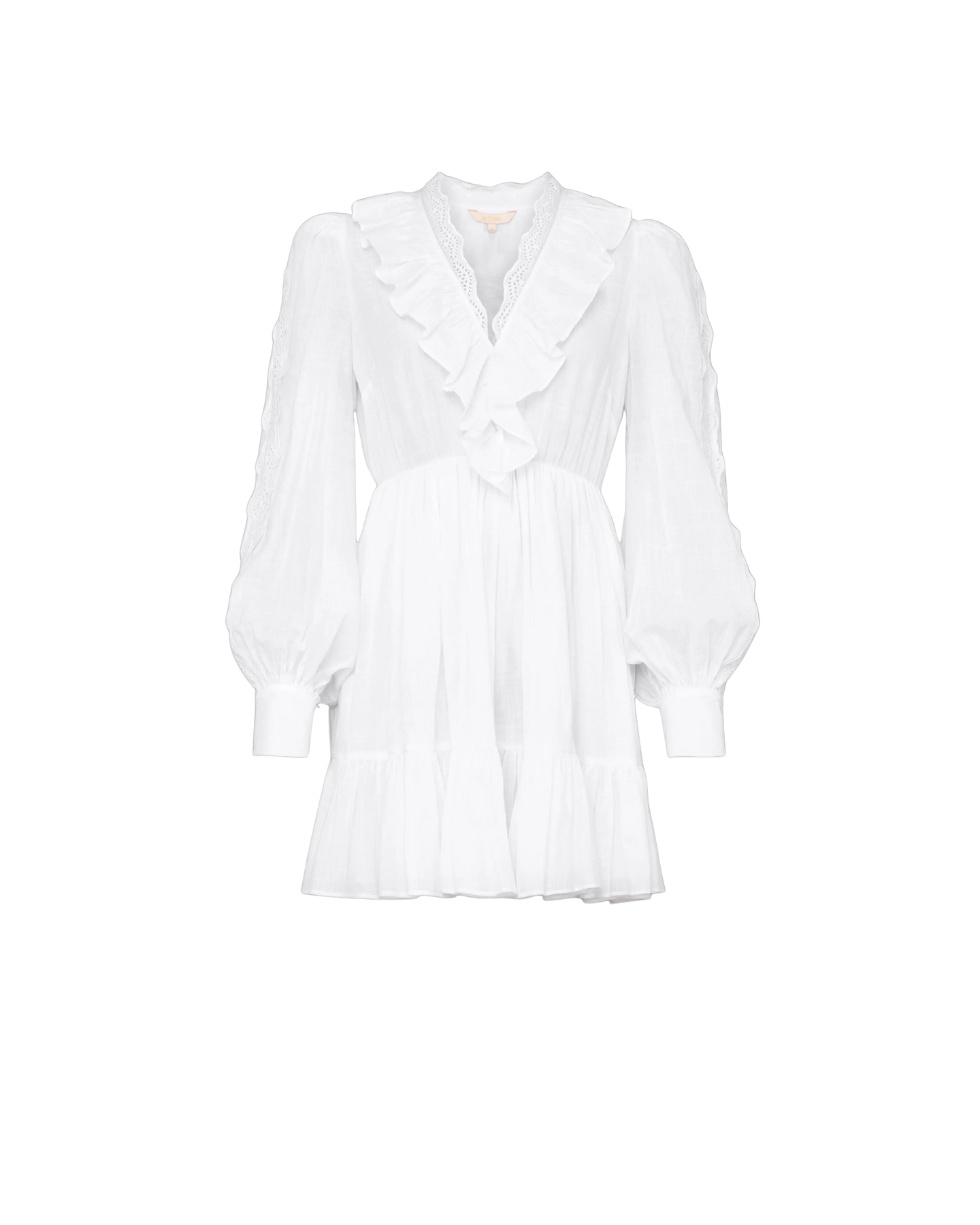 Cotton Slub V-Neck Dress - White