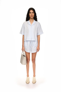 Edgar Cropped Shirt - Lt. Blue Mix