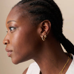 Pave & Metal Mini Domed Stud - Gold