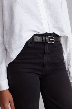 Basic Belt With Silver Buckle - Black