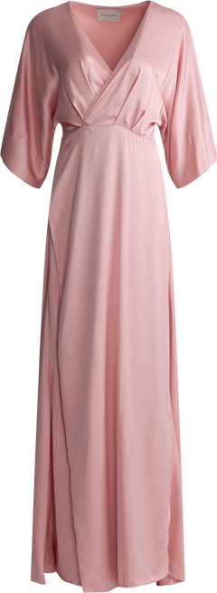 Lilly Wrap Satin Maxi Dress - Blush