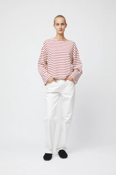 Breton Boatneck Longsleeve - Cream Winetasting Stripe