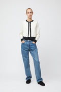 Classic Merino Cardigan - Cream Black